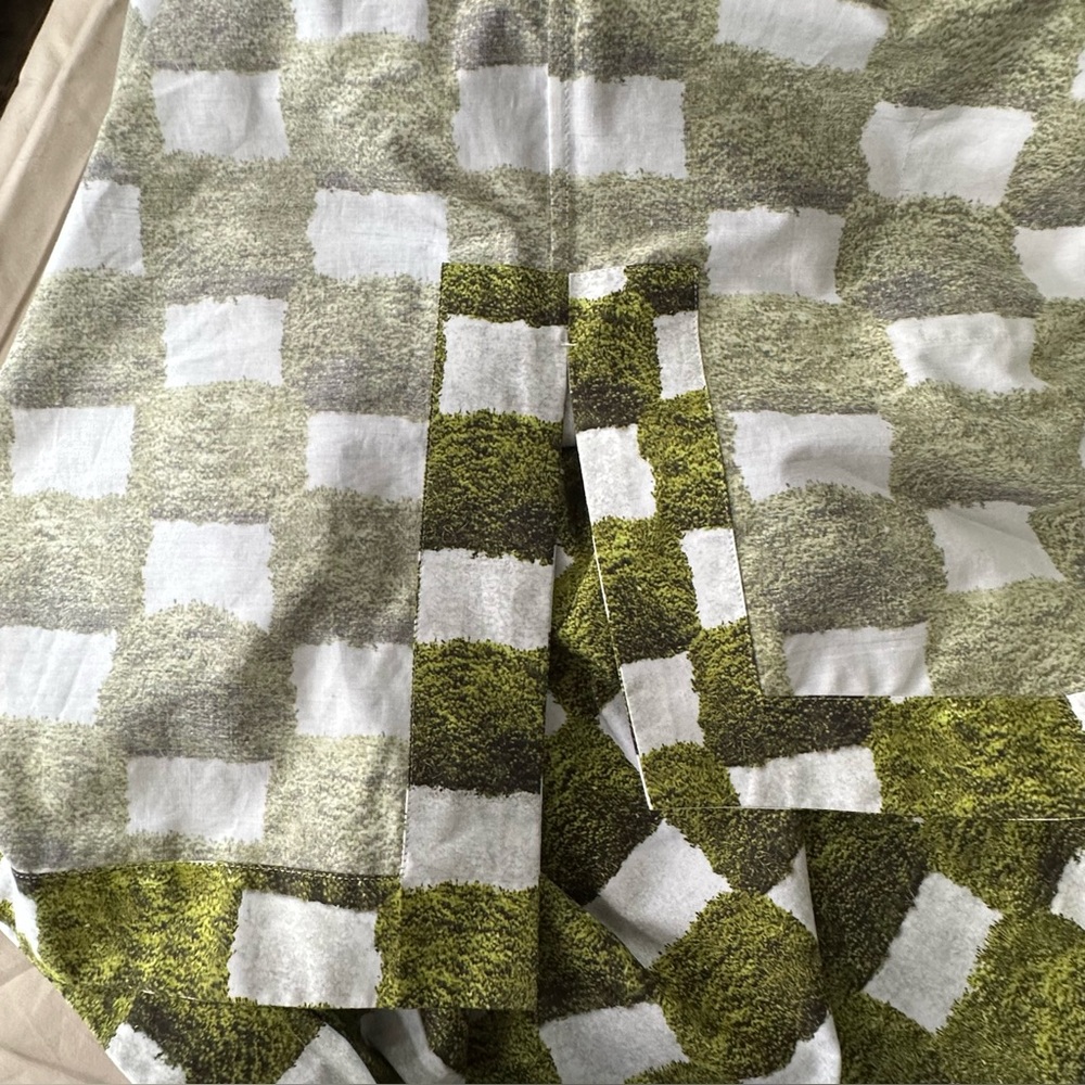 Unknown Brand Green Grass Checkered Print Oversized Kaftan Poncho Dress O/S - Picture 14 of 14